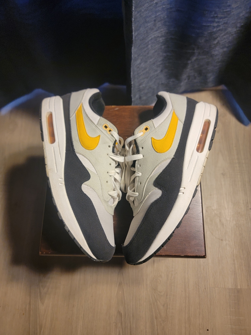 Nike Men’s Air Max 1 Sneakers - Yellow, Black, Gray.